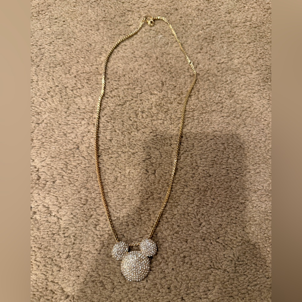 BaubleBar Gold-Tone Mickey Mouse Crystal Pendant Necklace